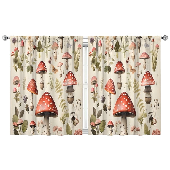 Mushroom Curtains-Blackout Curtains Bedroom Decor Living Room Darkening Grommet Window Drapes 2 Panels Set 42x54 inch