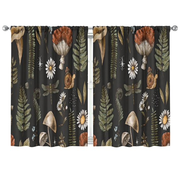 Mushroom Curtains-Blackout Curtains Bedroom Decor Living Room Darkening Grommet Window Drapes 2 Panels Set 42x63 inch