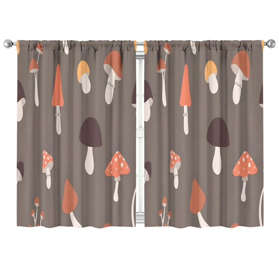 Mushroom Curtains-Blackout Curtains Bedroom Decor Living Room Darkening Grommet Window Drapes 2 Panels Set 42x63 inch