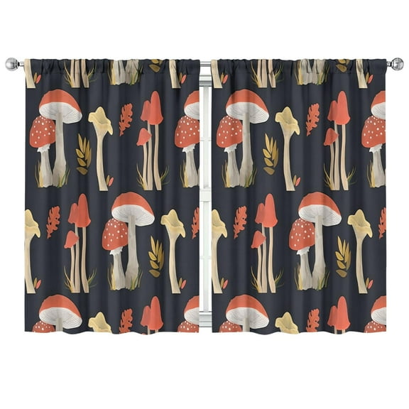 Mushroom Curtains-Blackout Curtains Bedroom Decor Living Room Darkening Grommet Window Drapes 2 Panels Set 42x63 inch