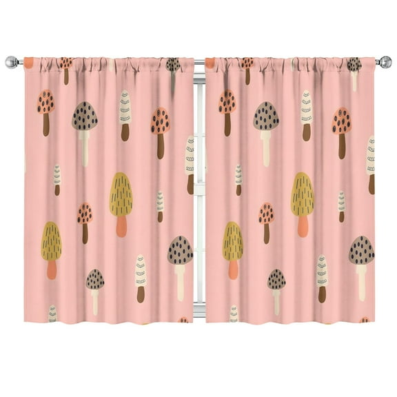 Mushroom Curtains-Blackout Curtains Bedroom Decor Living Room Darkening Grommet Window Drapes 2 Panels Set 42x63 inch