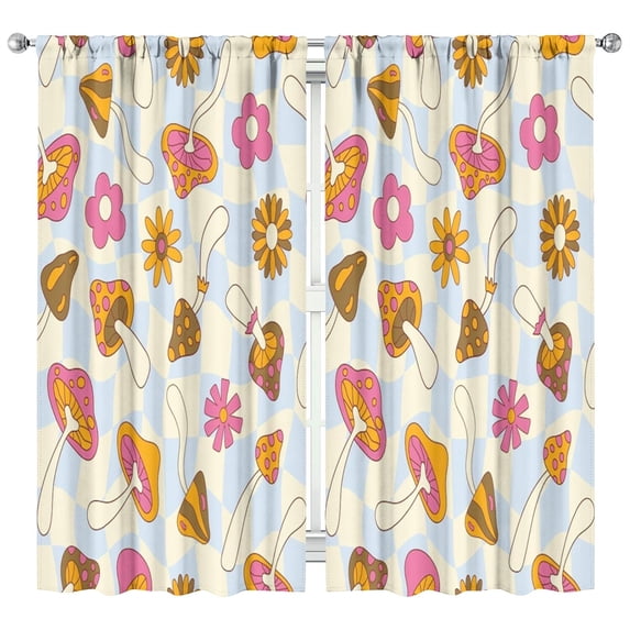 Mushroom Curtains-Blackout Curtains Bedroom Decor Living Room Darkening Grommet Window Drapes 2 Panels Set 42x84 inch