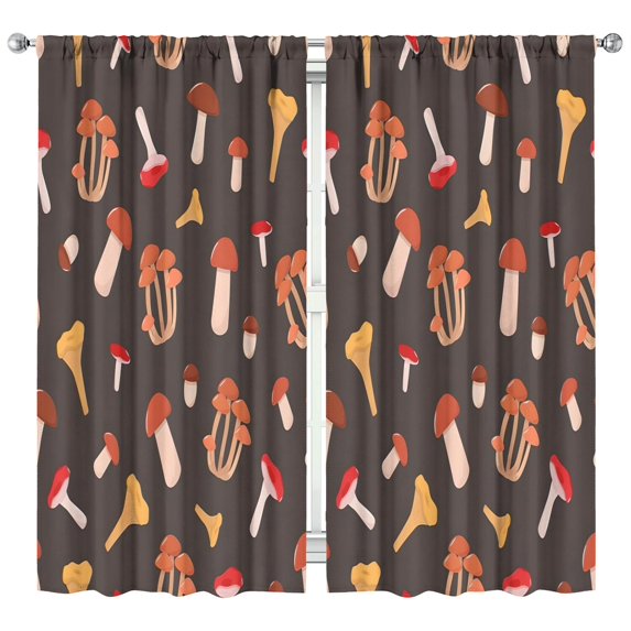 Mushroom Curtains-Blackout Curtains Bedroom Decor Living Room Darkening Grommet Window Drapes 2 Panels Set 42x84 inch