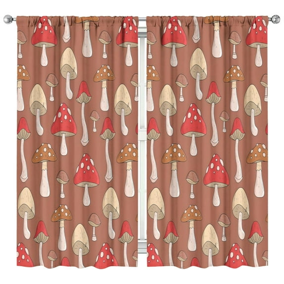 Mushroom Curtains-Blackout Curtains Bedroom Decor Living Room Darkening Grommet Window Drapes 2 Panels Set 42x84 inch