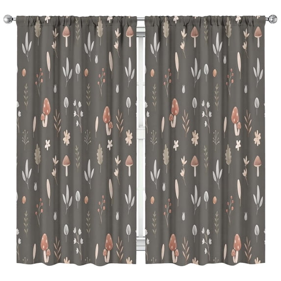 Mushroom Curtains-Blackout Curtains Bedroom Decor Living Room Darkening Grommet Window Drapes 2 Panels Set 42x84 inch