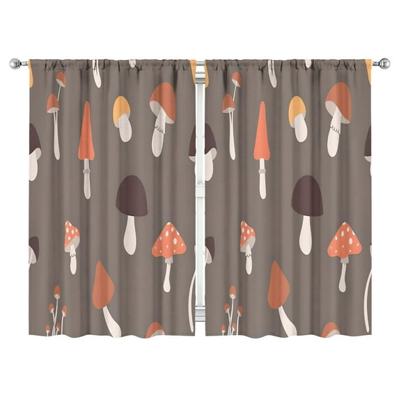 Mushroom Curtains-Blackout Curtains Bedroom Decor Living Room Darkening Grommet Window Drapes 2 Panels Set 52"x 84"