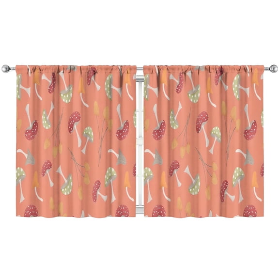 Mushroom Curtains-Blackout Curtains Bedroom Decor Living Room Darkening Grommet Window Drapes 2 Panels Set 53x63 inch