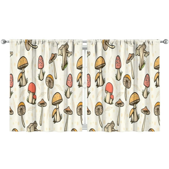 Mushroom Curtains-Blackout Curtains Bedroom Decor Living Room Darkening Grommet Window Drapes 2 Panels Set 53x63 inch