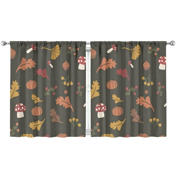 Mushroom Curtains-Blackout Curtains Bedroom Decor Living Room Darkening Grommet Window Drapes 2 Panels Set 53x63 inch