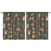 Mushroom Curtains-Blackout Curtains Bedroom Decor Living Room Darkening Grommet Window Drapes 2 Panels Set 53x63 inch