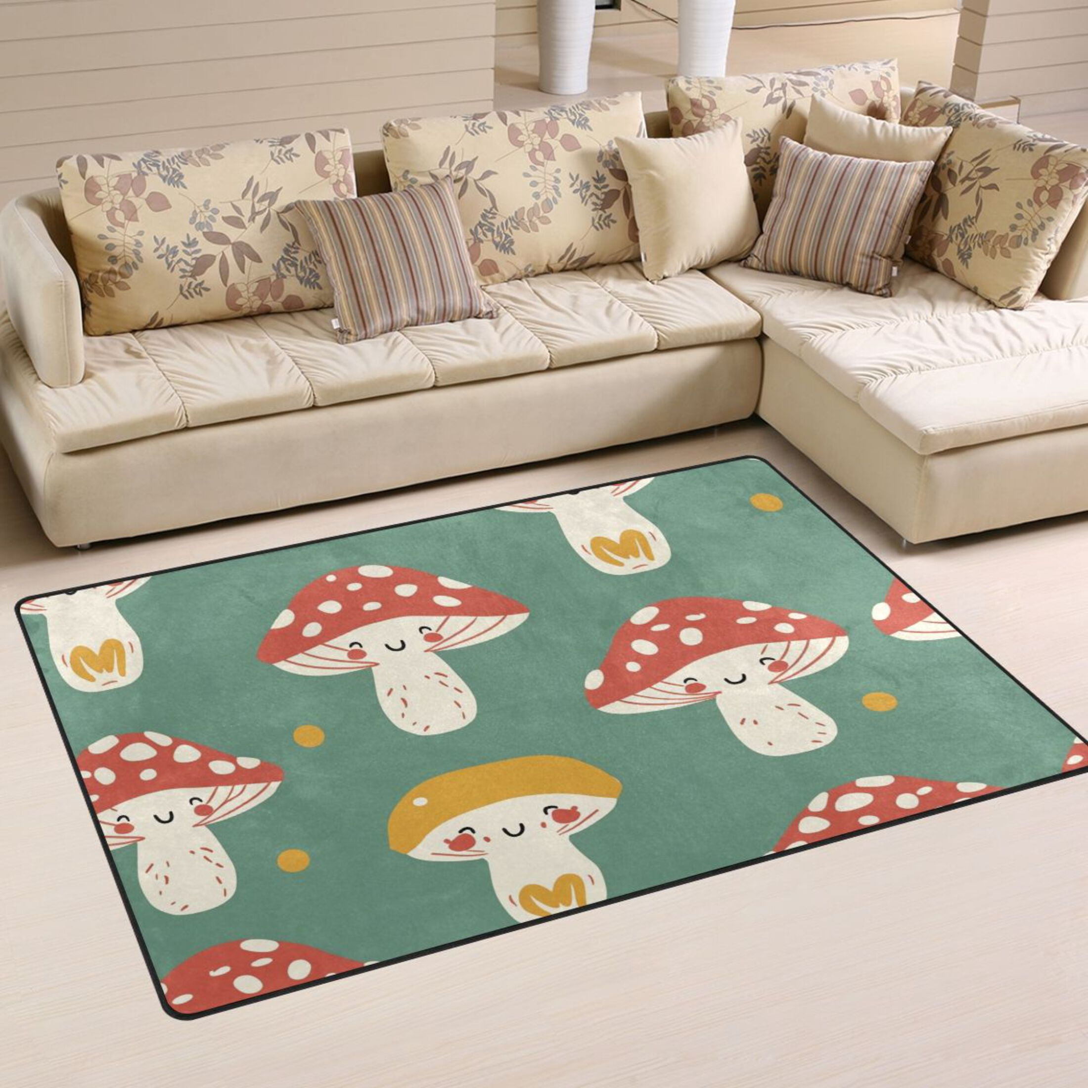 Mushroom Cute Area Floor Mats Non-Slip Rugs Soft Doormat 60 x 39 inch ...