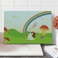 thumbnail image 1 of Mushroom Cutting Board, Bunny with Easter Egg Under Rainbow Happy Rabbit in Nature Theme Fun Design, Decorative Tempered Glass Cutting and Serving Board, Large Size, Multicolor, by Ambesonne, 1 of 5