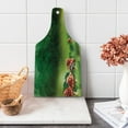 thumbnail image 1 of Mushroom Cutting Board, Fly Agarics Wonderland Lawn Meadow Scenery Greenwood, Decorative Tempered Glass Cutting and Serving Board, Wine Bottle Shape, Apple Green Fern Green, by Ambesonne, 1 of 5