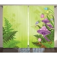 thumbnail image 1 of Ambesonne Landscape Curtains 2 Panel Set, Mushroom Flower Magic, 108" x 84", Green Purple, 1 of 3