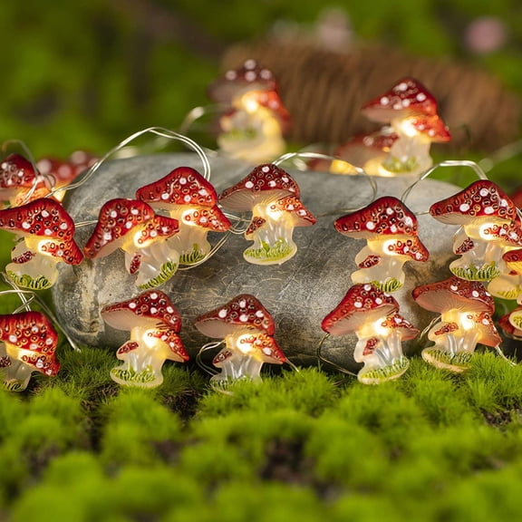 Mushroom Decoration LED String Lights 10 Feet 30 LED Battery-powered Waterproof String Lights Indoor and Outdoor Decoration
