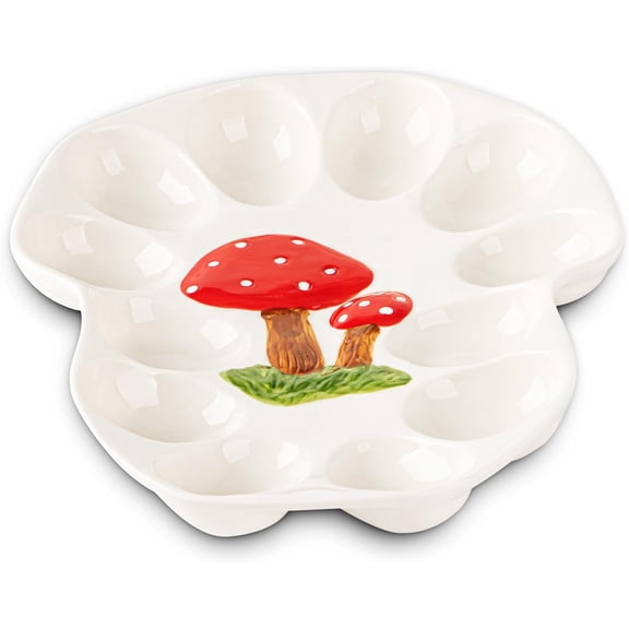 Mushroom Deviled Egg Platter Ceramic Egg Tray For Deviled Eggs Plate