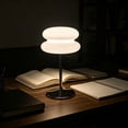 Mushroom Double Layer Glass Table Lamp, Dimmable 3 Color Modes USB Desk ...