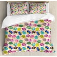 thumbnail image 1 of Mushroom Duvet Cover Set, Colorful Mushroom Vibrant Display Ingredient Variety Fun Design, Decorative 3 Piece Bedding Set with 2 Pillow Shams, King Size, Multicolor, by Ambesonne, 1 of 3