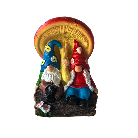 Mushroom & Dwarf Couple Statue - Windproof Resin Decor for Garden, Home & Office
