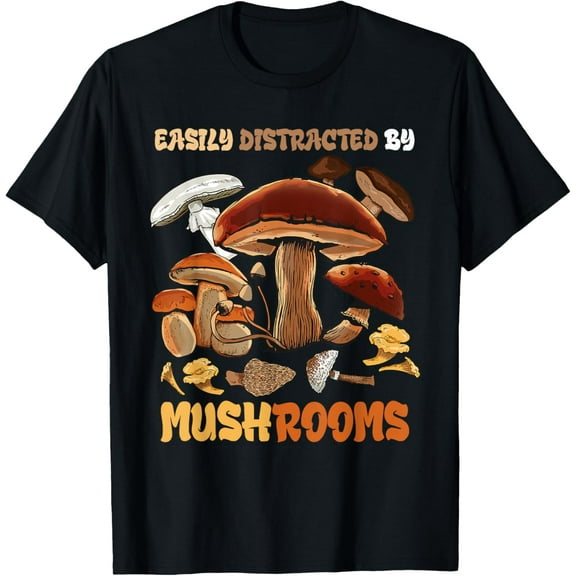 Mushroom Easily Distracted Foraging Mushroom Hunting Morel T-Shirt