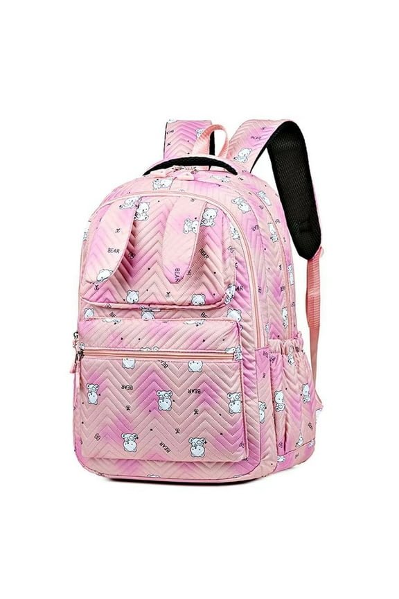 Cute Rabbit Ear Girls Bookbag Backpack , Pink Waterproof Canvas Travel Hiking Shoulder Daypack Bag