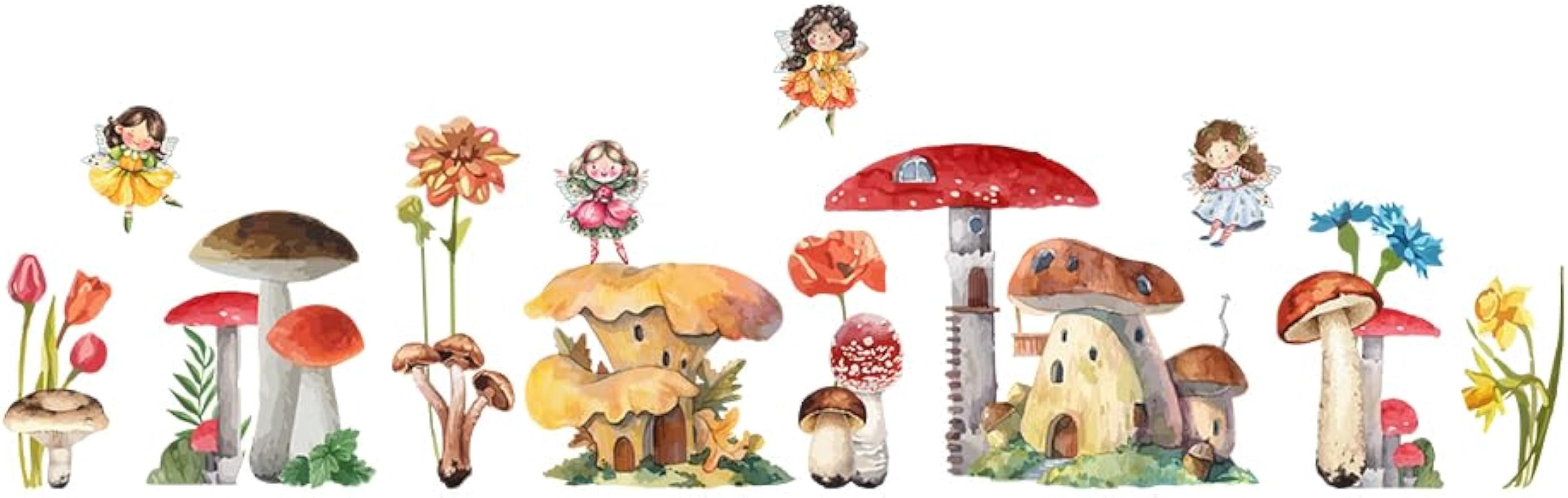 Mushroom Elf Wall Decal Mushroom House Wall Sticker Fairy Tale Themed ...