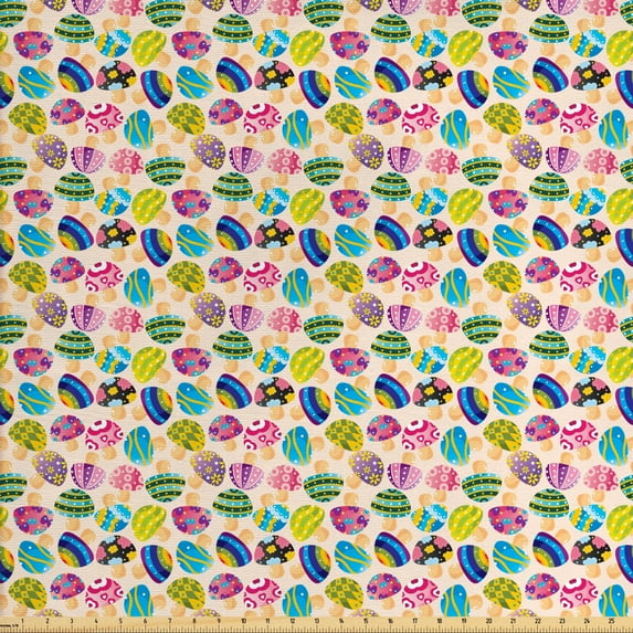 Ambesonne Colorful Fabric by the Yard Upholstery, Doodle Mushroom, 3 Yards, Multicolor