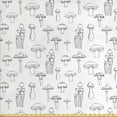 thumbnail image 1 of Ambesonne Mushroom Fabric by the Yard Upholstery, Monochrome Doodle Print, 2 Yards, White and Black, 1 of 4