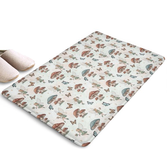 Mushroom Fairy Princess Pattern Flannel Non Slip Door Rugs,Washable Door Mats Indoor,Decorative Door Mats,Dirt-Resistant and Absorbent Doormat for Entrance,Bedroom,Kitchen,Bathroom,23.5x16in(60x40cm)