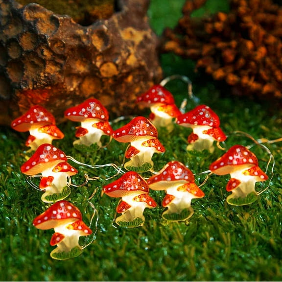 Mushroom Fairy String Lights Battery Operated, 10ft 30 LED Bedroom Decorative Lights for Nursery Girls Bedroom Dorm Wedding Decor