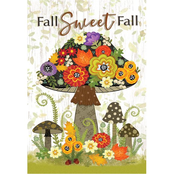 Mushroom Fall Floral Garden Flags 12x18 Double Sided, Small Welcome Garden Flags for Outside, Autumn Decorations for Home, Porch, Yard