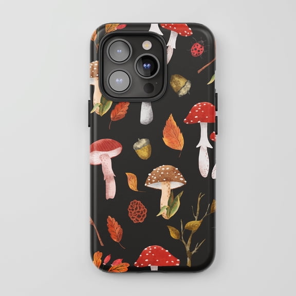 Mushroom Fall Leaves Ladybug For All iPhone Series Tough Phone Case Vintage
