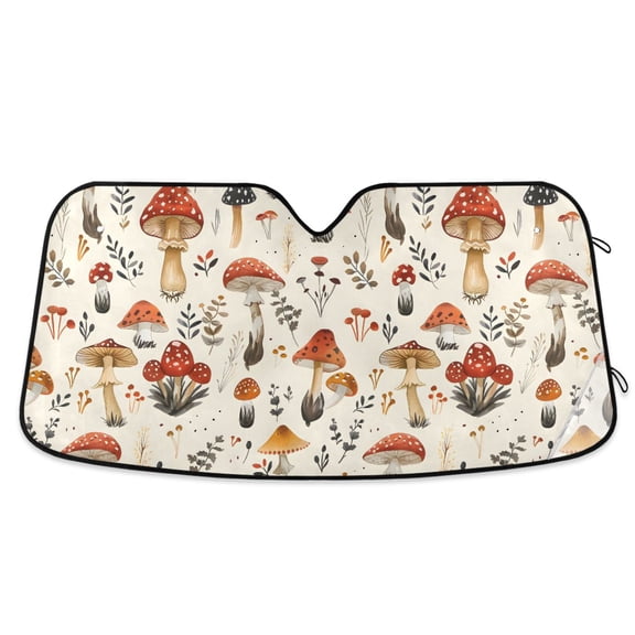 Mushroom Fallen Leaves Car Windshield Sun Shade Foldable Car Front Window Visor Heat and UV Protection 53x23.5
