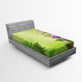 thumbnail image 1 of Ambesonne Landscape Fitted Sheet, Mushroom Flower Magic, Twin Size, Green Purple, 1 of 2