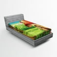 thumbnail image 1 of Ambesonne Mushroom Fitted Sheet, Mountain Daisies Woods, Twin Size, Scarlet Pale Brown Green, 1 of 2
