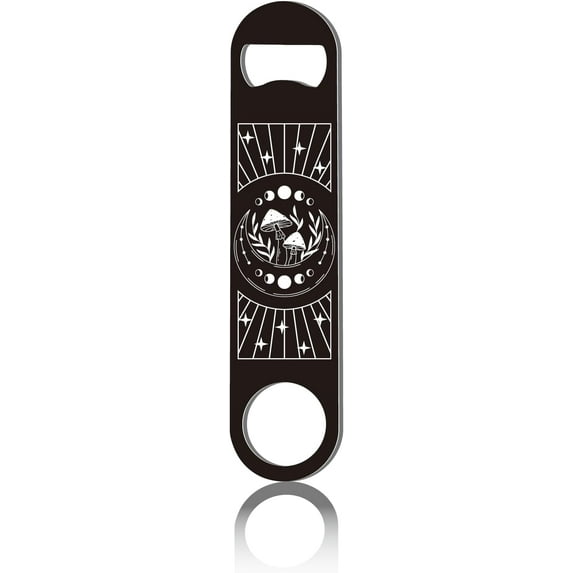 Mushroom Flat Bottle Opener Speed Metal Opener Moon Phase Heavy Duty Bottle Opener Stainless Steel Key for Beer Bartender Pub Bar Drinks Kitchen Restaurant Seniors Man Women Gifts 1.6x7Inch