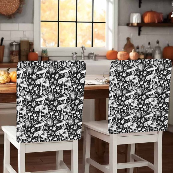Mushroom Floral Chair Covers Set of 1 Thanksgiving Fall Chair Back Covers Stretch Removable Washable Slipcovers Protector for Dining Room Kitchen Party Decor