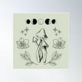 thumbnail image 1 of Mushroom & Floral Sketch With Lunar Phases Poster Wall Art, Modern Wall Decor, 30x30 UNFRAMED, 1 of 3