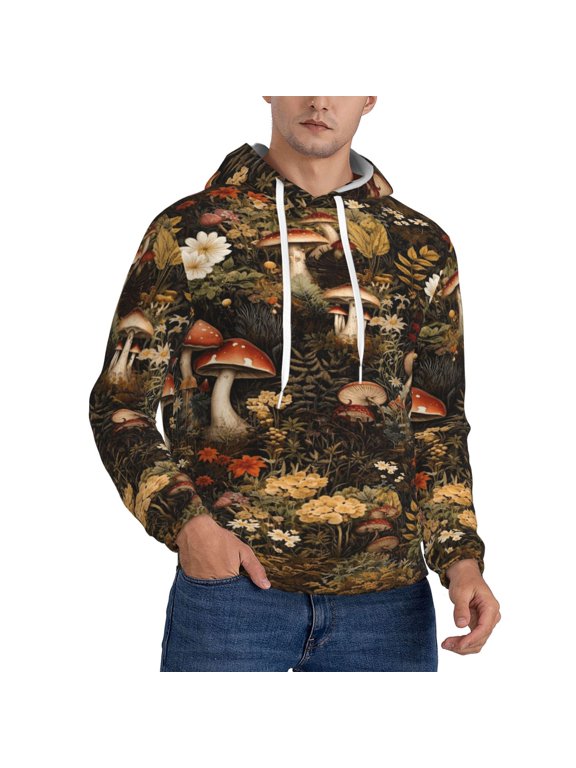 Mushroom Floral Weed Men's Hoodie Pullover for Casual Everyday