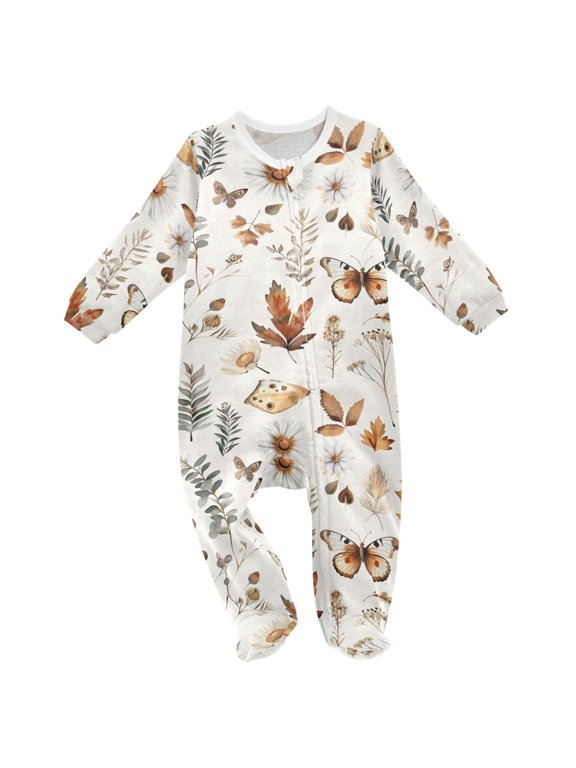 Mushroom Flower Butterfly Baby Sleeper One-Piece Footies Newborn Roomper 12Months