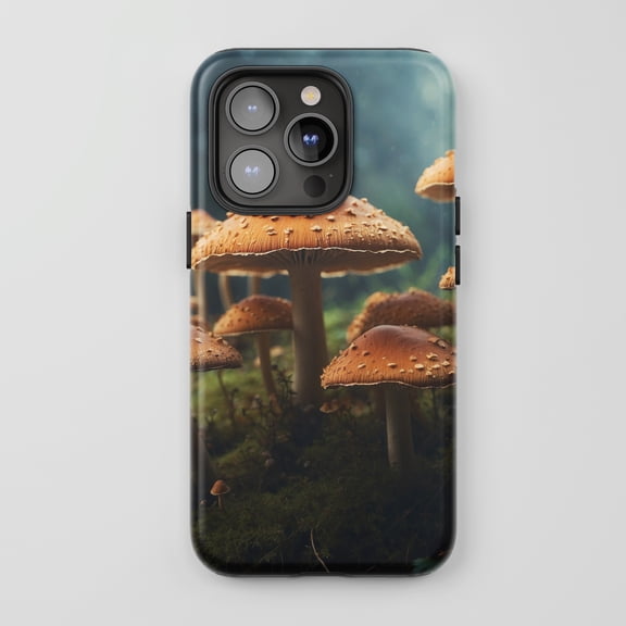 Mushroom For All iPhone Series Protective Phone Case Forest Theme Earthy Green Brown