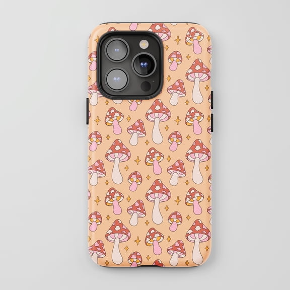 Mushroom For All iPhone Series Protective Phone Case Groovy Cartoon Peach