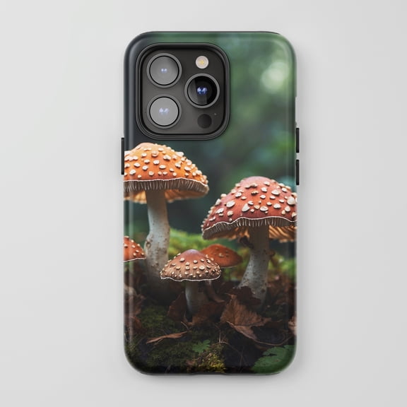 Mushroom For All iPhone Series Tough Phone Case Realistic Nature Red Orange Green