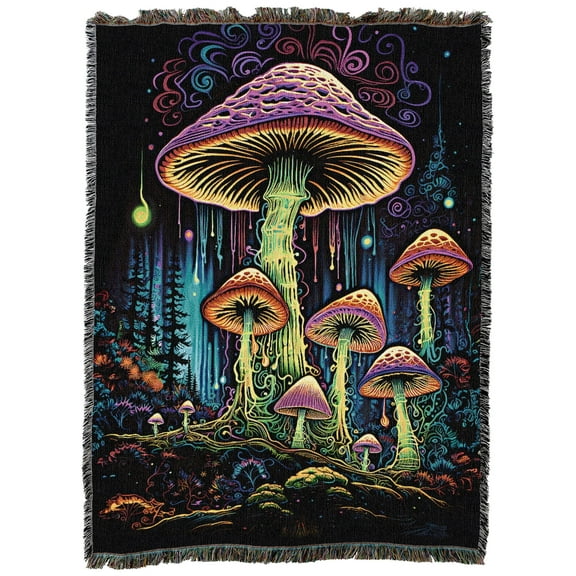 Pure Country Weavers Mushroom Forest Dreams Blanket Tapestry Throw Woven from Cotton - Made in The USA (72x54)