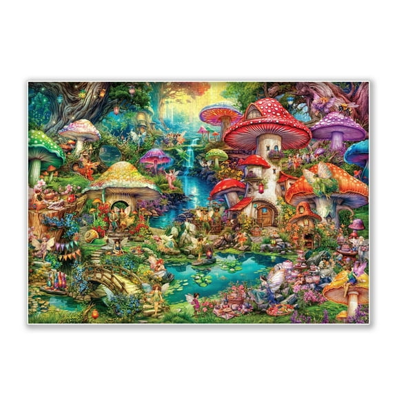 Mushroom Forest and Elves-The Jungle Book 500 Piece Adult Jigsaw Puzzle, Intellectual Challenge, Home Wall Decoration, Holiday Party, Birthday Gift, Adult Fun Jigsaw Puzzle. Size: 20.5 x 15in