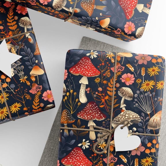 Mushroom Forest Gift Wrap, Mushroom Wrapping Paper, Mystical Gift Wrap, Wrapping Paper Rolls, Christmas Wrapping Paper, Funny Holiday Gift Wrap for Friends Mom Dad Sister Brother Cowoker