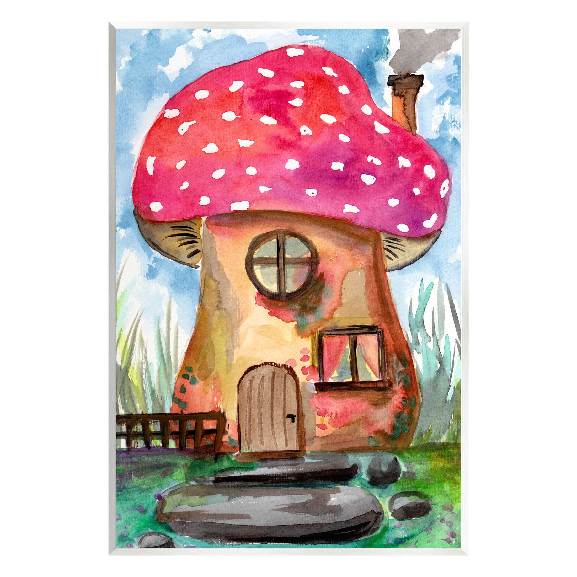 Mushroom Forest House Fantasy Botanical & Floral Painting Unframed Art ...