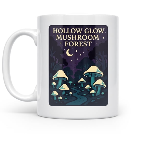Mushroom Forest Magic 11 oz Coffee Mug - For Fantasy Gamers White Ceramic Gift