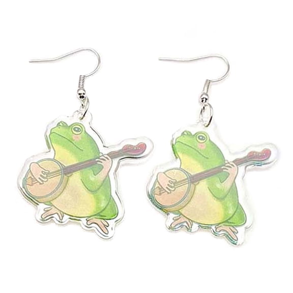 Mushroom Frog Earrings Drop Earrings Acrylic Cartoon Balloon Print Dangle Earrings Ear Dangles Ear