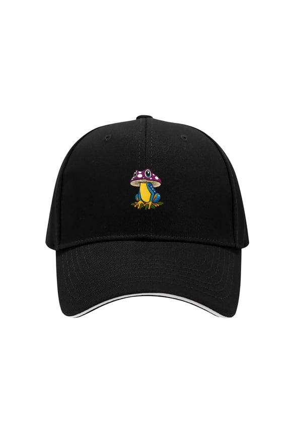 Mushroom Frog Embroidered Unisex Fun Pattern Cotton Baseball Dad Hat